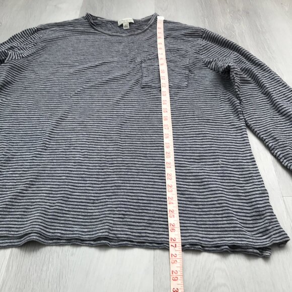 J Crew Knit Goods Mens T Shirt Gray Stripe Long Sleeve Large - Picture 7 of 10